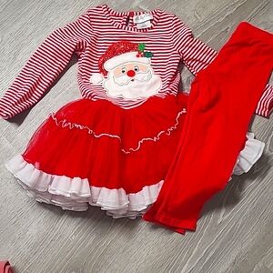 Emily Rose girl's 2 piece Christmas outfit, Santa, long sleeve,  size 4T